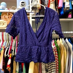 Lacey Navy Blouse